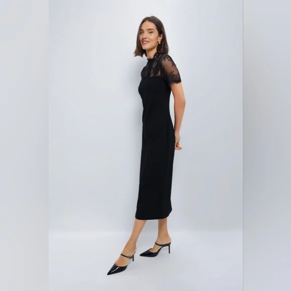 NWT Hyacinth House Tuckernuck Black Lace Agatha Midi Dress Size Small - Picture 8 of 10